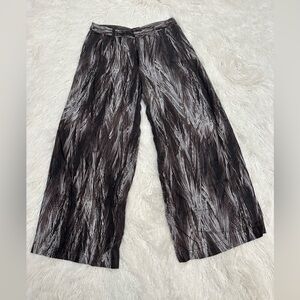 Free People Black and Gray Wide Leg Feather Print Pants 10 NWOT